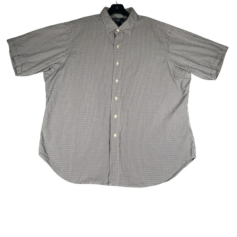 Polo Ralph Lauren Philip‎ Sport Mens XXL Gingham Check Short Sleeve Shirt Navy